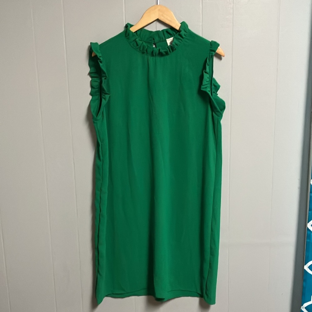 NWOT Betsey’s Boutique Shop Dress Green Sleeveless Ruffle Dress